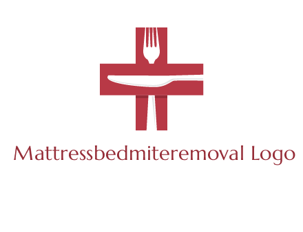 abstract spoon and knife in medical plus sign icon