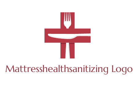 abstract spoon and knife in medical plus sign icon