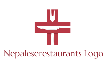 abstract spoon and knife in medical plus sign icon