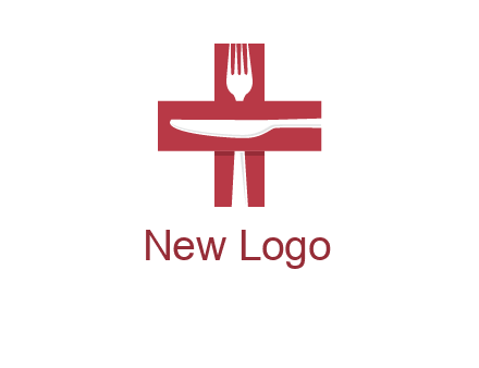 abstract spoon and knife in medical plus sign icon