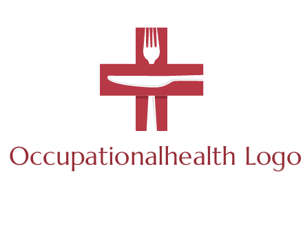 abstract spoon and knife in medical plus sign icon