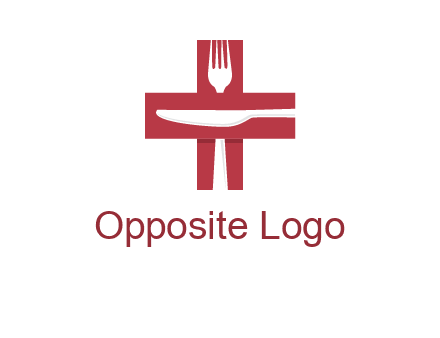 abstract spoon and knife in medical plus sign icon