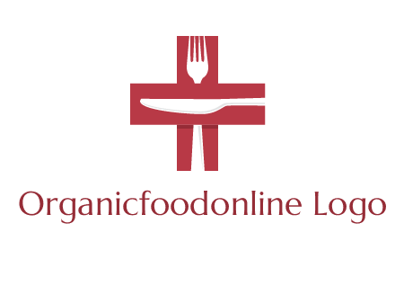 abstract spoon and knife in medical plus sign icon