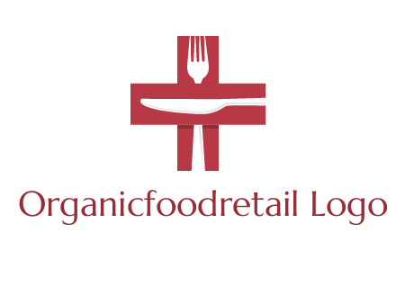 abstract spoon and knife in medical plus sign icon