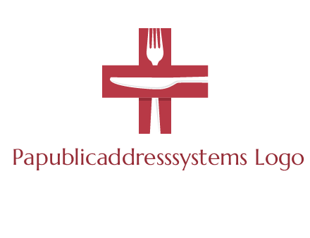 abstract spoon and knife in medical plus sign icon