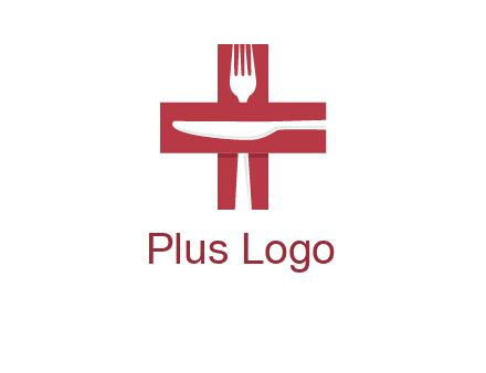 abstract spoon and knife in medical plus sign icon