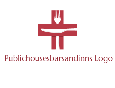 abstract spoon and knife in medical plus sign icon