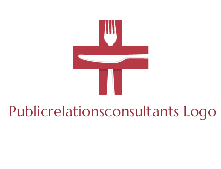 abstract spoon and knife in medical plus sign icon