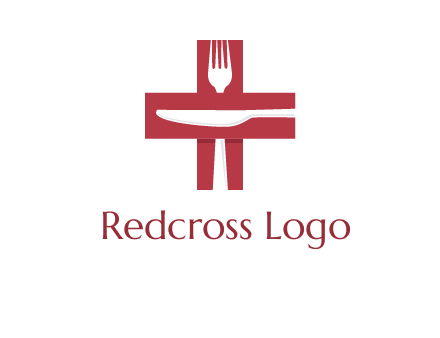 abstract spoon and knife in medical plus sign icon