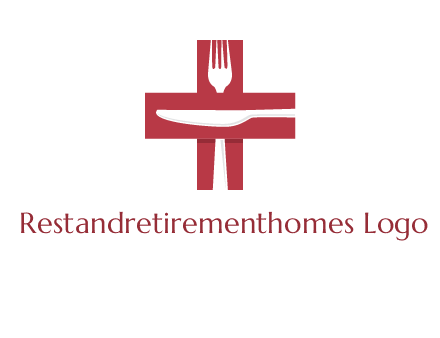 abstract spoon and knife in medical plus sign icon