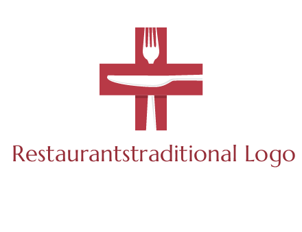 abstract spoon and knife in medical plus sign icon