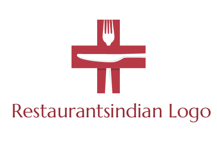 abstract spoon and knife in medical plus sign icon