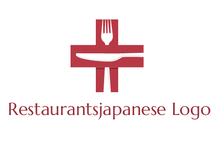 abstract spoon and knife in medical plus sign icon