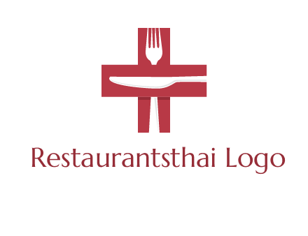 abstract spoon and knife in medical plus sign icon