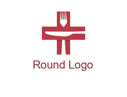 abstract spoon and knife in medical plus sign icon