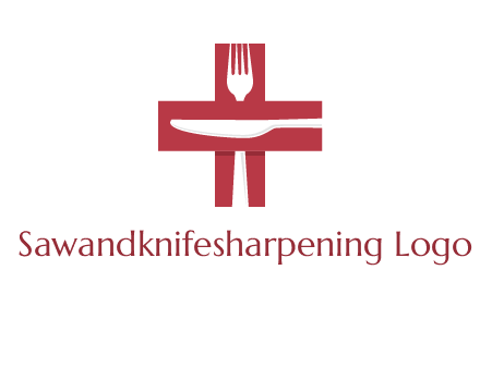 abstract spoon and knife in medical plus sign icon