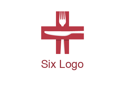 abstract spoon and knife in medical plus sign icon