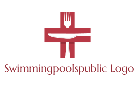 abstract spoon and knife in medical plus sign icon