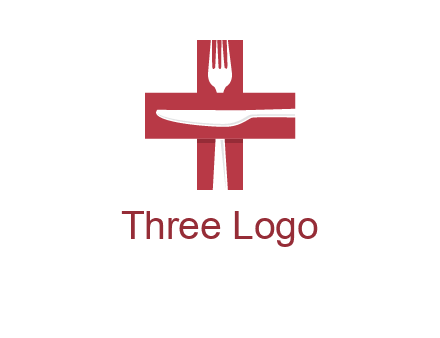 abstract spoon and knife in medical plus sign icon