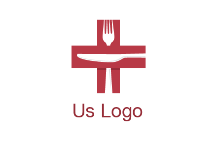 abstract spoon and knife in medical plus sign icon
