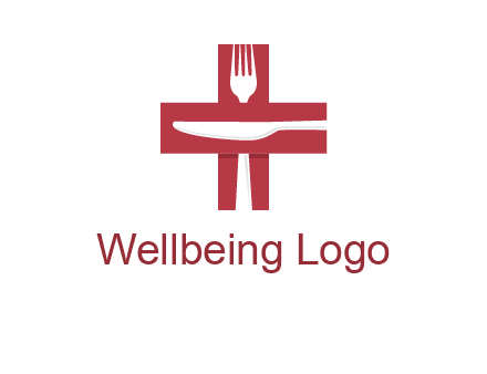abstract spoon and knife in medical plus sign icon