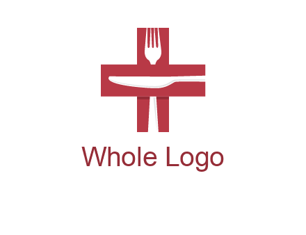 abstract spoon and knife in medical plus sign icon