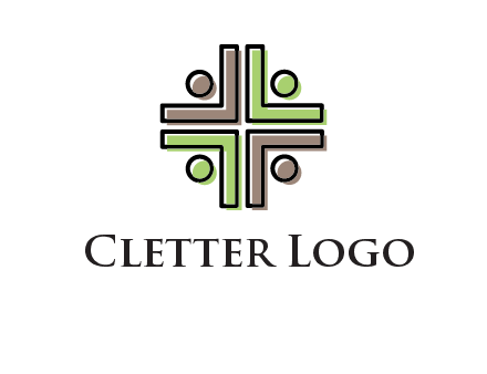 medical sign made of abstract persons logo
