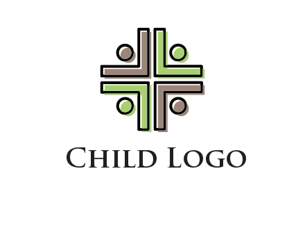 medical sign made of abstract persons logo