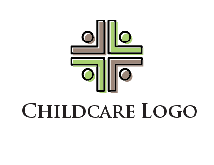 medical sign made of abstract persons logo
