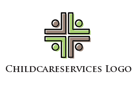 medical sign made of abstract persons logo