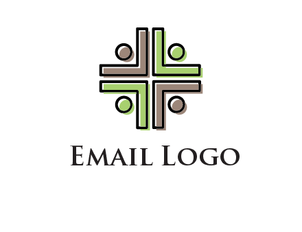 medical sign made of abstract persons logo
