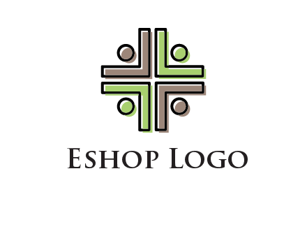 medical sign made of abstract persons logo