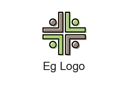 medical sign made of abstract persons logo