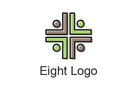 medical sign made of abstract persons logo
