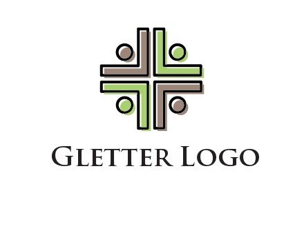 medical sign made of abstract persons logo