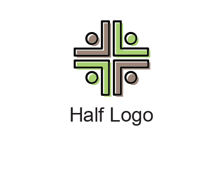 medical sign made of abstract persons logo
