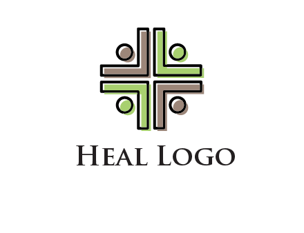 medical sign made of abstract persons logo