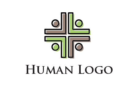 medical sign made of abstract persons logo