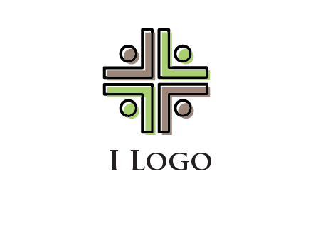 medical sign made of abstract persons logo