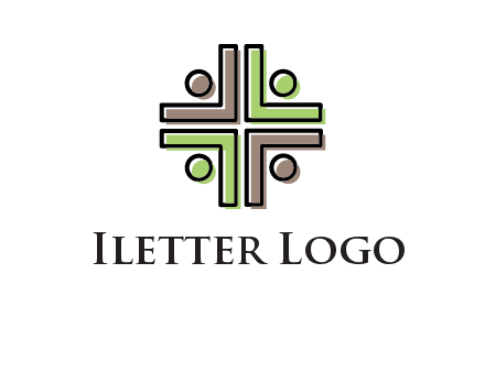 medical sign made of abstract persons logo