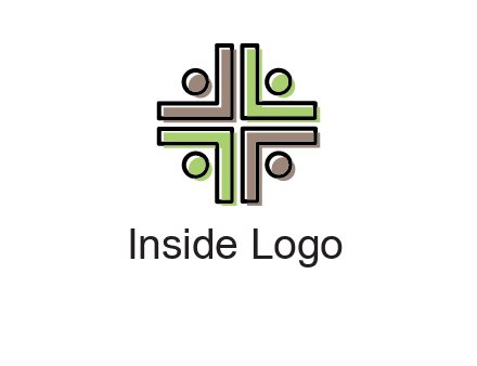 medical sign made of abstract persons logo