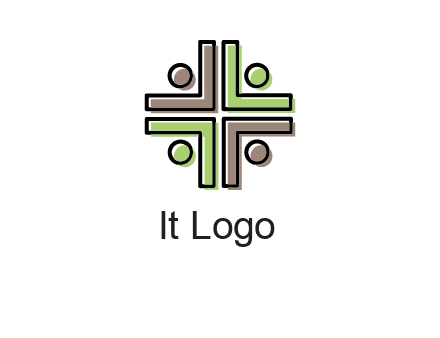 medical sign made of abstract persons logo