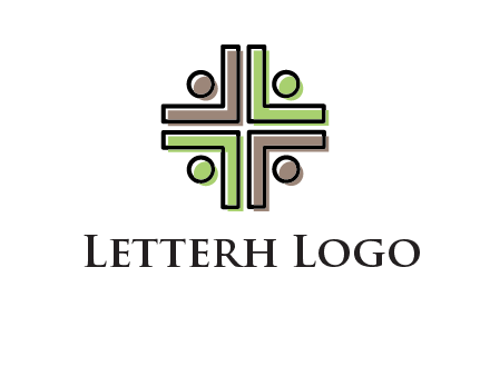 medical sign made of abstract persons logo