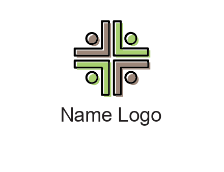 medical sign made of abstract persons logo