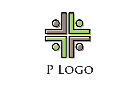 medical sign made of abstract persons logo