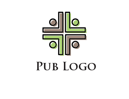medical sign made of abstract persons logo
