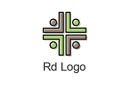 medical sign made of abstract persons logo