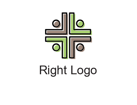 medical sign made of abstract persons logo