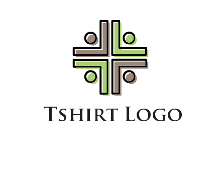 medical sign made of abstract persons logo