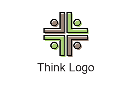 medical sign made of abstract persons logo